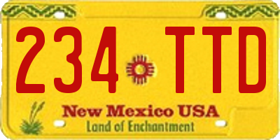 NM license plate 234TTD