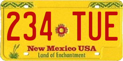 NM license plate 234TUE