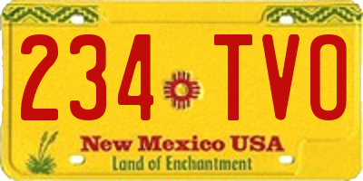 NM license plate 234TVO