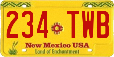 NM license plate 234TWB