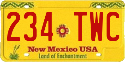 NM license plate 234TWC