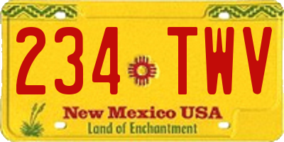 NM license plate 234TWV