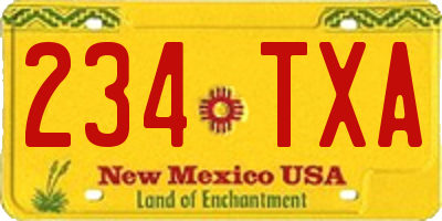 NM license plate 234TXA
