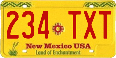 NM license plate 234TXT
