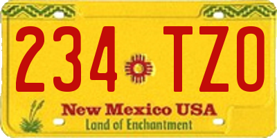 NM license plate 234TZO