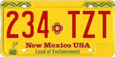 NM license plate 234TZT
