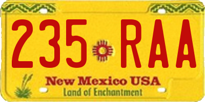 NM license plate 235RAA