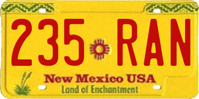 NM license plate 235RAN