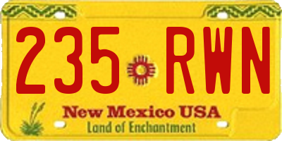 NM license plate 235RWN