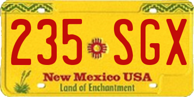 NM license plate 235SGX