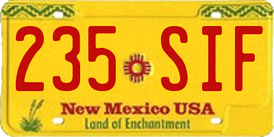 NM license plate 235SIF