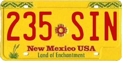 NM license plate 235SIN