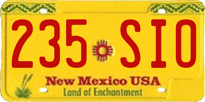 NM license plate 235SIO