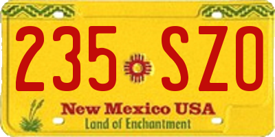 NM license plate 235SZO