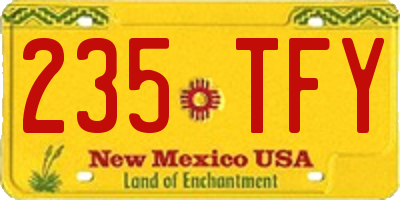 NM license plate 235TFY