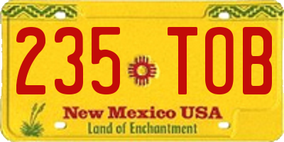 NM license plate 235TOB