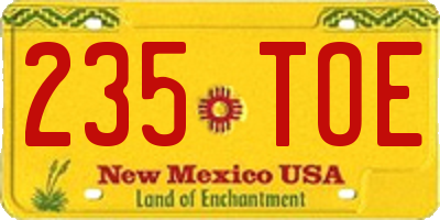 NM license plate 235TOE