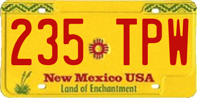 NM license plate 235TPW