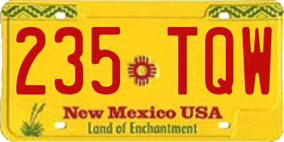 NM license plate 235TQW