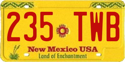 NM license plate 235TWB