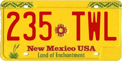 NM license plate 235TWL