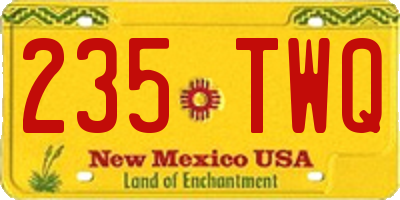 NM license plate 235TWQ