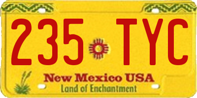 NM license plate 235TYC