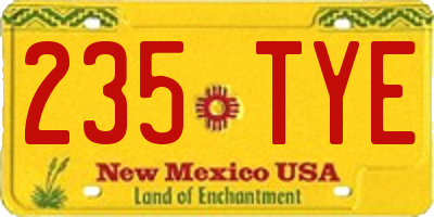 NM license plate 235TYE