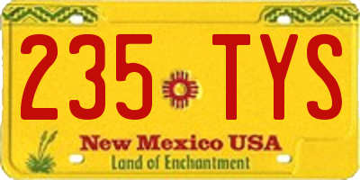 NM license plate 235TYS
