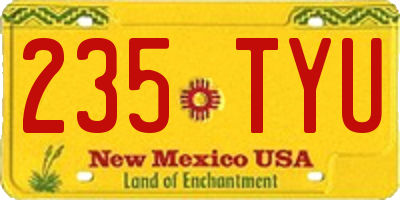 NM license plate 235TYU