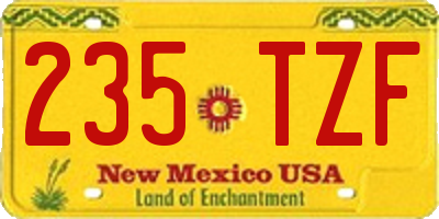 NM license plate 235TZF