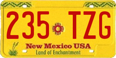 NM license plate 235TZG