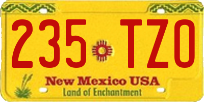 NM license plate 235TZO