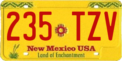 NM license plate 235TZV