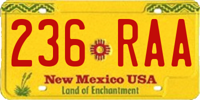 NM license plate 236RAA