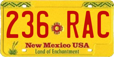 NM license plate 236RAC