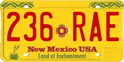 NM license plate 236RAE