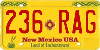 NM license plate 236RAG