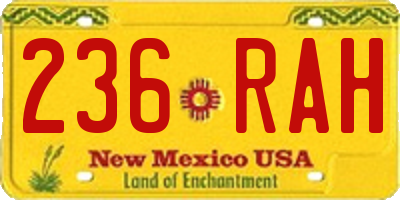 NM license plate 236RAH