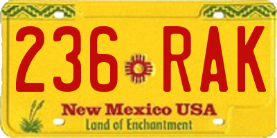 NM license plate 236RAK