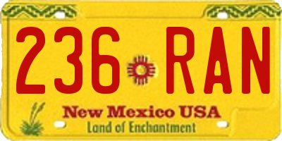 NM license plate 236RAN