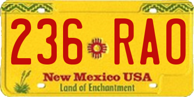 NM license plate 236RAO