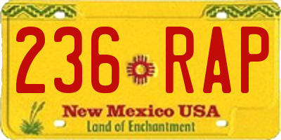 NM license plate 236RAP