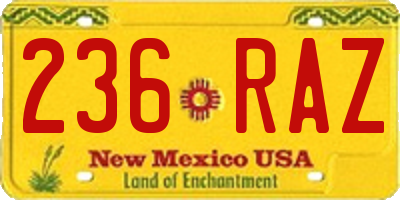 NM license plate 236RAZ