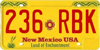 NM license plate 236RBK