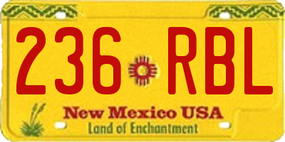 NM license plate 236RBL