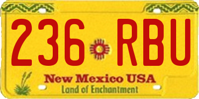 NM license plate 236RBU