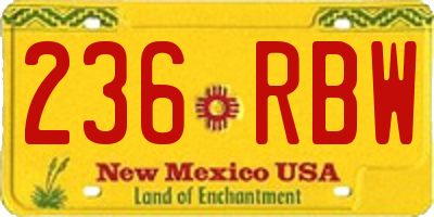 NM license plate 236RBW