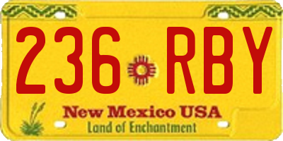 NM license plate 236RBY