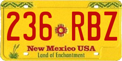 NM license plate 236RBZ